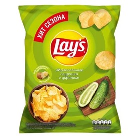 Чипсы Лейз Малосольные огурчики с укропом 140г