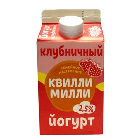 Йогурт Клубничный 2.5% 450г пюр пак КМКК